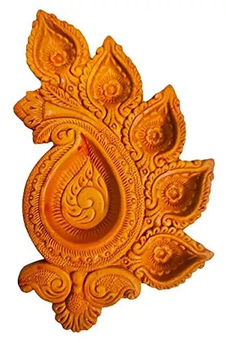 Terracotta Earthen Clay 5 Diwali Diya Handmade Tray Oil Lamp Puja for Home Decor