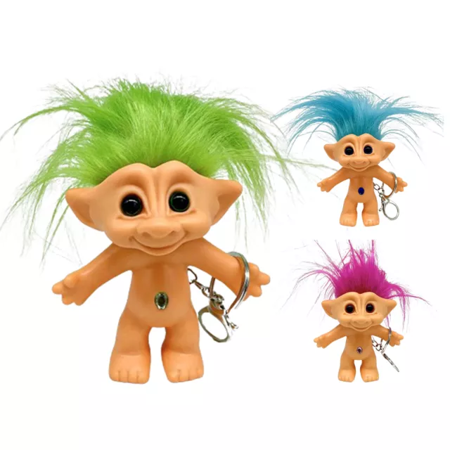 Troll Doll Keychain Good Luck Troll Dolls Key Holder Crazy Colour Hair Figurine