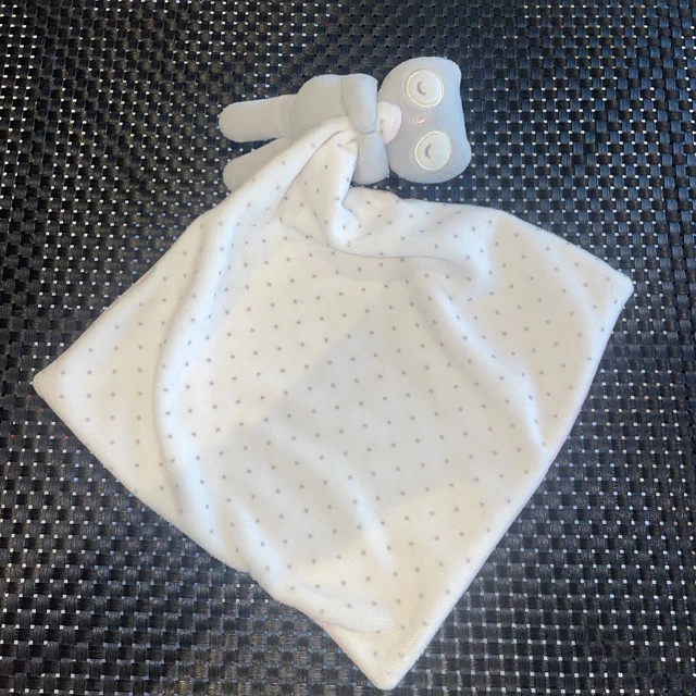 Ca10 Doudou Plat Mouchoir Obaibi Chouette Hibou Blanc Rose Pois 33Cm Quasi Neuf