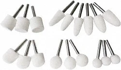 Value Collection 18 Piece, 1/4" Shank Diam, Wool Felt Bob Set Medium Density,...