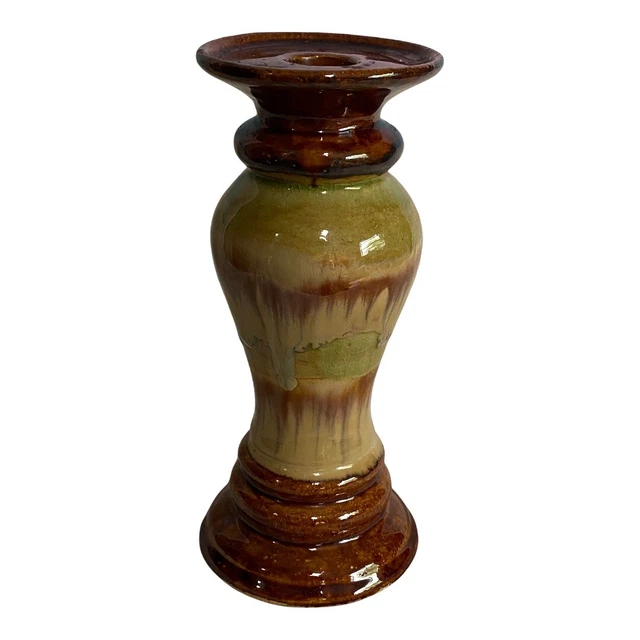 HANDCRAFTED  MARBLE Brown earth tone colors candle holder modern signed vase