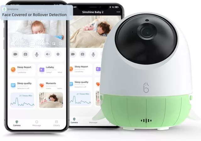 Baby Monitor with Camera and Night Vision, , AI Cry Soothing,Breathing Detection