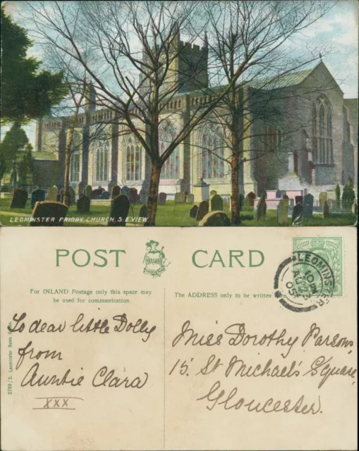 Leominster Priory Church SE View GB 1905 SOTN Cancel Hartmann 2789/3