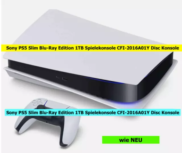 Sony PS5 Slim Disc Edition 1TB M2 SSD Spielekonsole CFI-1216A01Y Konsole wie NEU