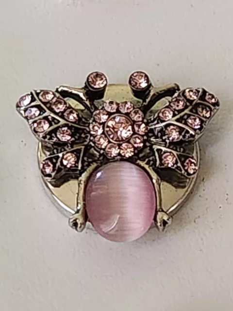 Gorgeous Pink Rhinestone BEE Snap Jewelry 18mm  Charm Ginger, Chunk, Noosa