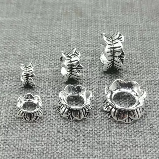 925 STERLING SILVER Lotus Flower Double Bead Caps Spacers for Bracelet ...