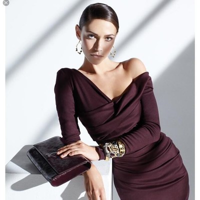 Diane von Furstenberg DVF Bentley Ruched Dress in Wine Size 4 Runs Small!