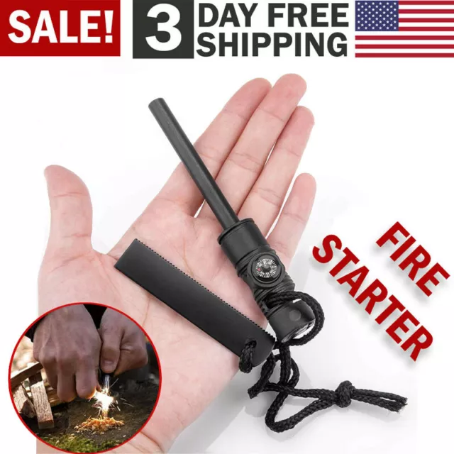 Fire Starter Flint Steel Striker Ferro Rod Waterproof Firesteel Camping Lighter