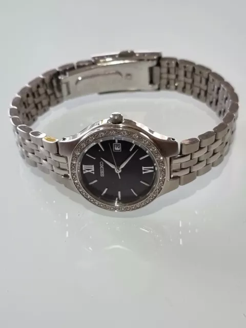 SEIKO LADIES SWAROVSKI Crystals Black Dial Watch 6N22-Sur761 Date Function  New. £ - PicClick UK