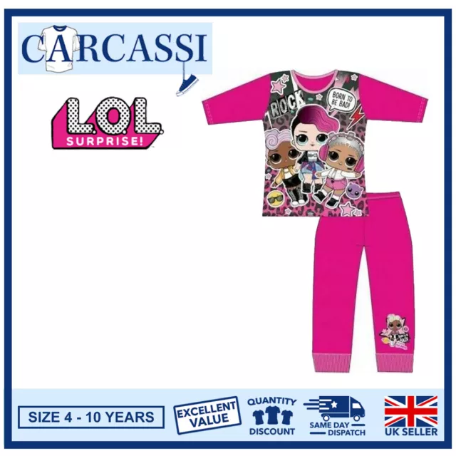 LOL Surprise Pyjamas Childrens Kids Girls Pink PJs Age 4-10 Years