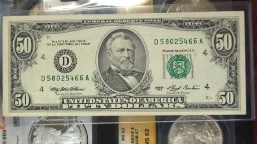 1993 $50 Fifty Dollar Bill Federal Reserve Note Vintage Currency (D) Cleveland