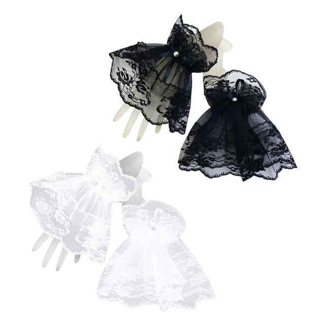 Women Black Lace Wrist Cuffs Bracelets Wedding for Fingerless Glo
