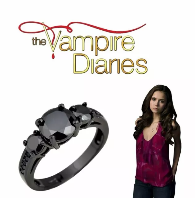 The Vampire Diaries Elena Gilbert, Triple Set, Black Onyx Gem, Tungsten Ring