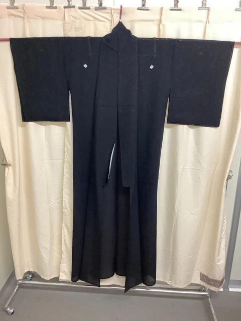 Japanese Vintage Kimono silk family crest Tomesode See-through 62.99nch used