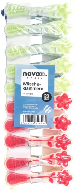 Wäscheklammern mit Softgrip, aus Kunststoff, 20 Stück Packung