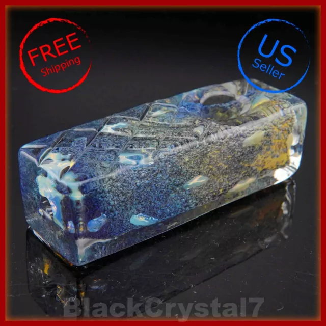 3.5" Handmade Heavy Thick Cosmic Blue Square Tobacco Smoking Bowl Glass Pipes