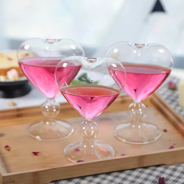 Herzliebe geformte Glasbecher ohne Strohpaar Cocktailglas Tasse Getränkewaren  q