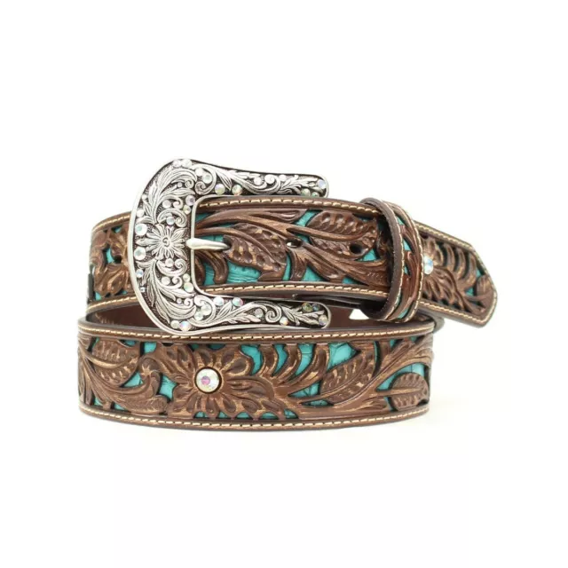 Ariat Ladies Floral Tooled with Turquoise Inlay Belt A1513402