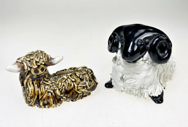 Spaghetti Noodle Ceramic Figurine Highland Cow Ram Sheep Scotland
