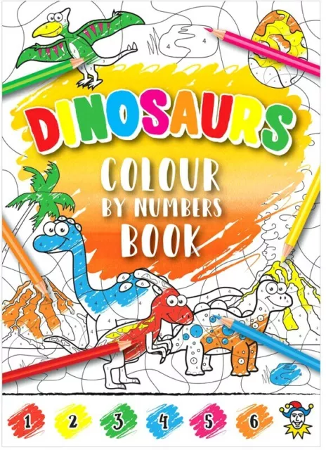 2 DINOSAURS COLOUR BY NUMBERS BOOKS - girls boys - COLOURING - BRAND NEW