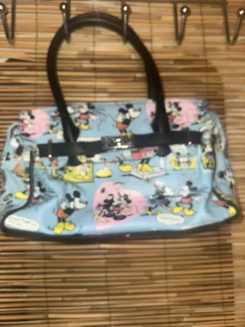 Disney Parks Retro Minnie & Mickey Mouse Comic Handbag Shoulder Lock & Key Purse