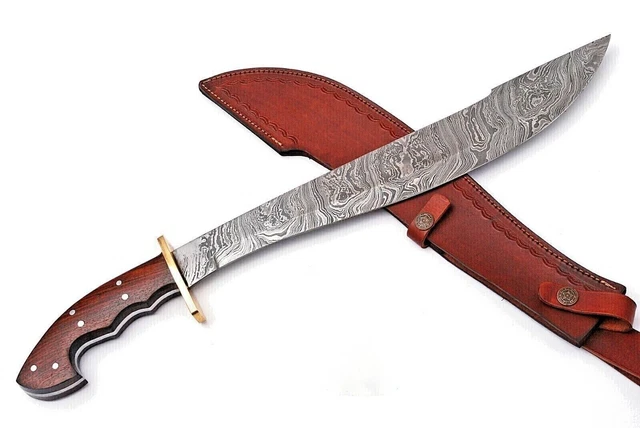 Épée À Lame Fixe En Acier Damas Forgée À La Main Sur Mesure Avec Manche En...