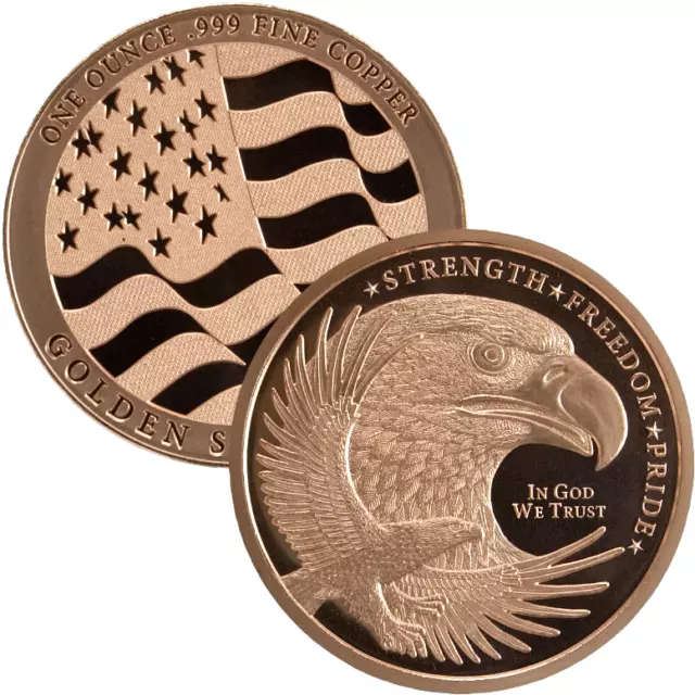 SALE!! - UK Seller 1oz Eagle USA 0.999 Pure Copper Round with Reeded Edge