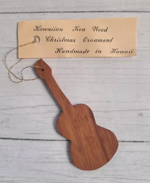 Hawaiian Koa Wood Ukulele Instrument Christmas Ornament Guitar Made Hawaii 3.5" Hawaiian Koa Wood Ukulele Instrument Christmas Ornament Guitar Made Hawaii 3.5"