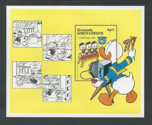 GRENADA GRENADINES # 636 MNH DISNEY Christmas 1984, Donald Duck Souvenir Sheet