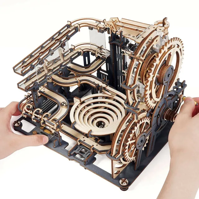 ROKR 3D Wooden Puzzle Marble Night City Waterwheel Laser Cutting Assembly Games