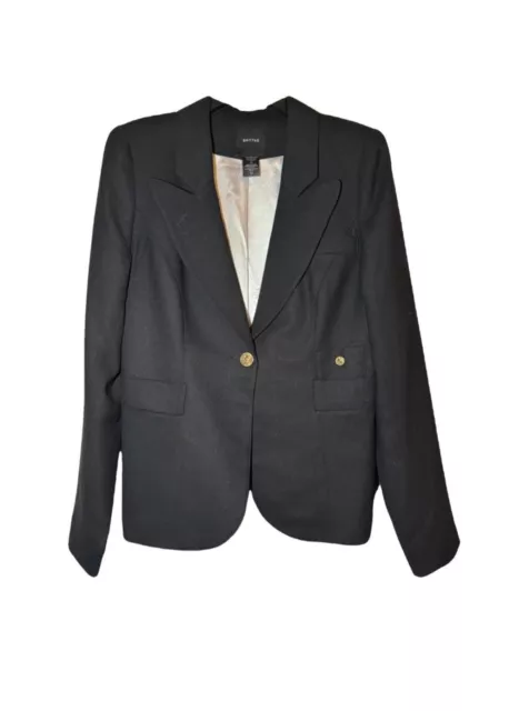 SMYTHE DUCHESS BLACK ONE BUTTON CLASSIC WOOL BLAZER Size 10/12