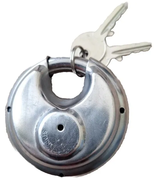 1 Round Storage Multiuse Padlock StainlessSteel Disc Keyed Lock Waterproof 2.75"