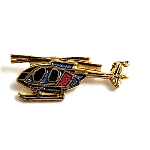 VTG Helicopter Aircraft Gold Tone Enamel Lapel Pin Tie Tack Aviation Black Red..