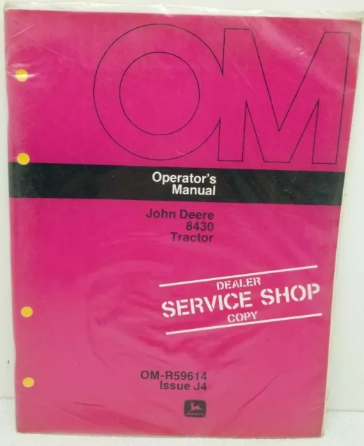 1970's JOHN DEERE #8430 TRACTOR Operator Manual Dealer Service Shop Copy SEALED