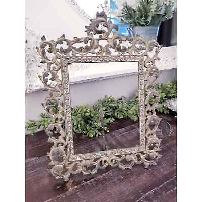 Antique Victorian Ornate Large Cast Iron Picture Frame 17" Tall * Self Standing 2