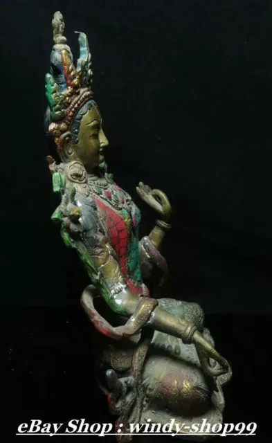 10 "Tibet Turquoise 7 Eyes White Tara Spirit of Compassion Goddess Buddha Statue" 3