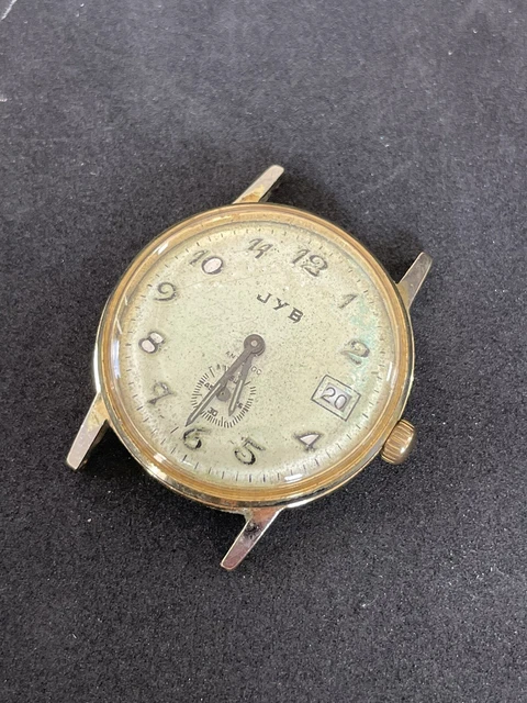 Montre Bracelet Vintage JYB Mécanique - Boîtier Argenté 33mm, Ne Fonctionne Pas, Balancier Libre