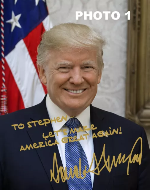 Personalized President Donald Trump Gold Autographed 8x10 Photo - FREE SHIPPING!