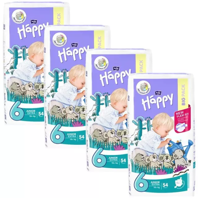 bella baby Happy Windeln comfort Größe 6 Junior Extra 16+kg BIG PACK 4x54 Stück