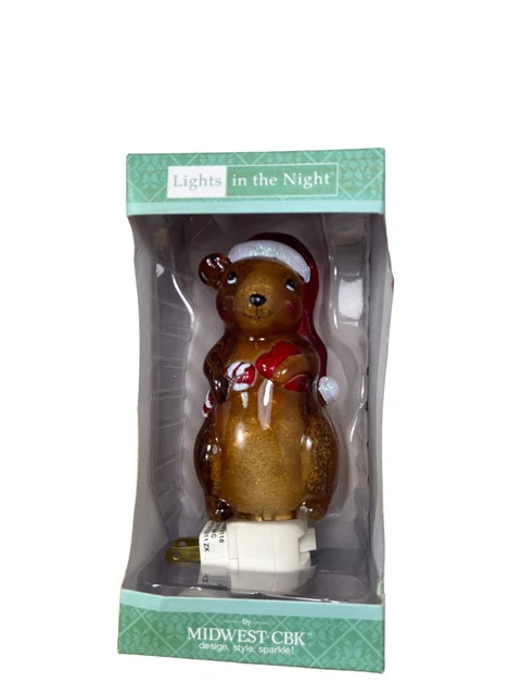 Midwest-CBK Candy Cane Mouse Night Light Christmas Decor Gift boxed Mice