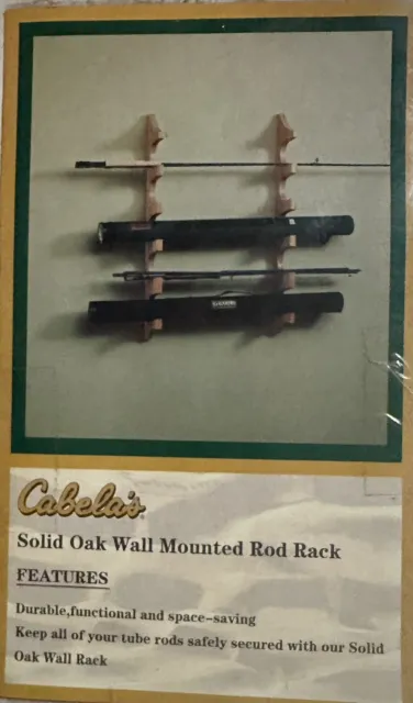 Cabelas Wooden Horizontal Fishing Rod Rack 6 Rod Holder New Old Stock