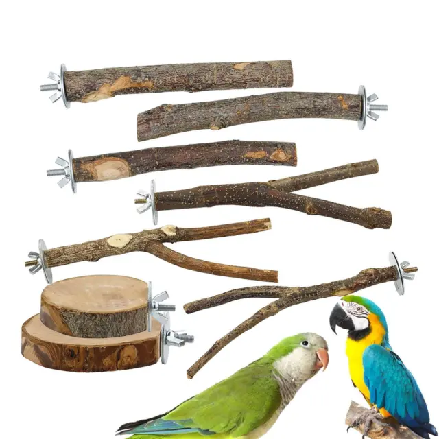 8x Vogelsitzplattform aus Holz zum Klettern, Papageienständer, Ast,