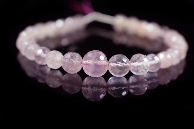 5-8MM Pink Rose Quartz Faceted Round Untreated Gemstone Craft Making Beads 6"
