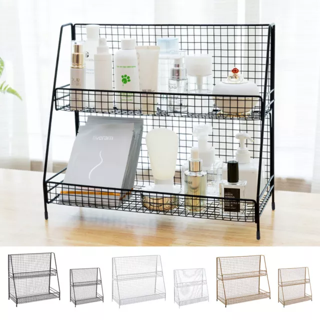 2 Tier Kitchen Storage Shelves Spice Rack Desktop Cosmetic Shelf Organizer Stand