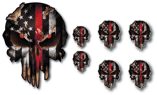 Thin Red Line Subdued American Flag Sticker - Firefighter EMT Vinyl Decal