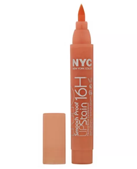 Lápiz labial NYC Smooch a prueba de manchas labiales 16H #504 naranja sobre la marcha