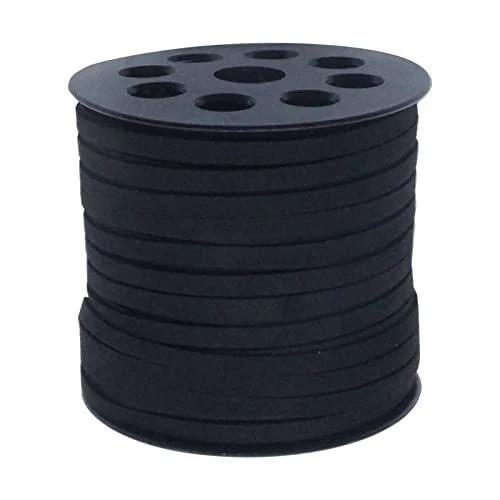 Cable de gamuza negro Kitroce 5 mm x 50 yardas encaje cuero sintético