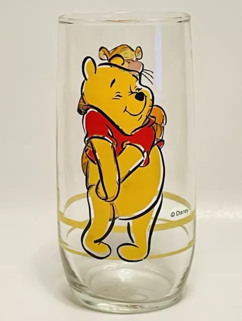 Disney Winnie the Pooh and Tigger Anchor Hocking 6” Drinking Glass circa 1980's
