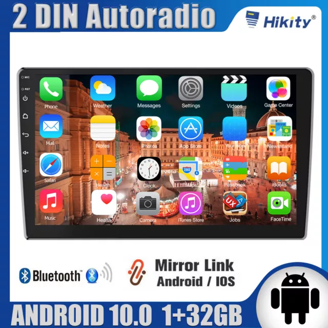 10.1Zoll Android 13 Doppel DIN Autoradio Mit GPS Navi Bluetooth USB WiFi 1+32GB