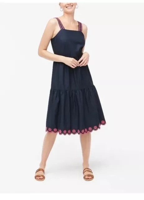 J. Crew Factory  Embroidered Scalloped Midi Dress AO052